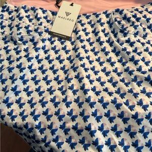 MAELREG Women’s White Floral Performance Shorts with Pink & Blue Print